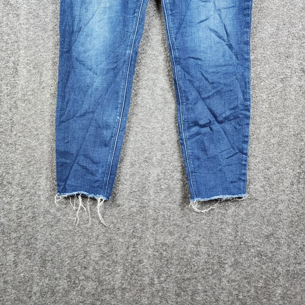 Old Navy Rockstar Super Skinny Jeans Womens 10 Blue Dark Wash Raw Hem Stretch